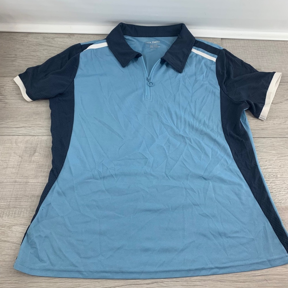 Jack Smith Womens XL Blue Colorblock Quarter Zip Athletic Golf Polo Shirt